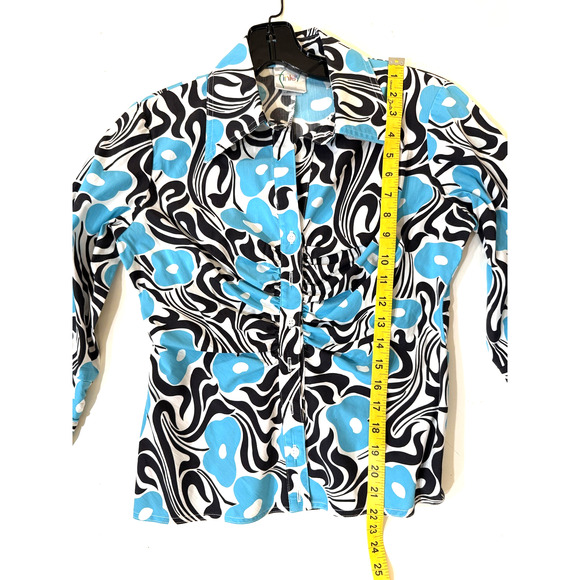 Finley Blouse Womens Small Long Sleeve Button Up Ruched Floral Top Boutque - Picture 7 of 7